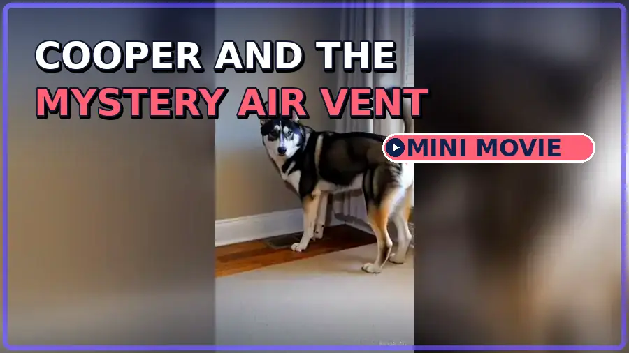 Cooper investigating a floor air vent after hearing a mysterious sound